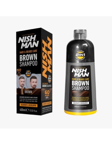 Champú Marrón para Cabello y Barba 400 ml NishmanNishman