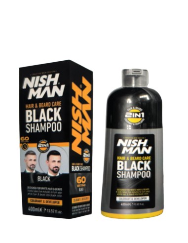 Champú Negro para Cabello y Barba 400 ml NishmanNishman